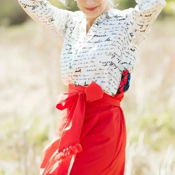 John Mark Artsy French Street & Print Long Sleeve Button Tunic S Blogger Fave - Picture 2 of 12